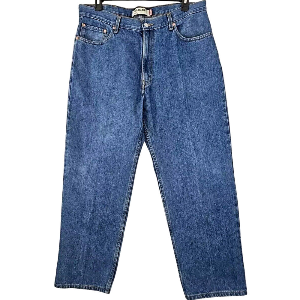 Levi's 550 ~Men's Size 40×29~ Blue Denim Relaxed Fit Straight Jeans 100% Cotton.
